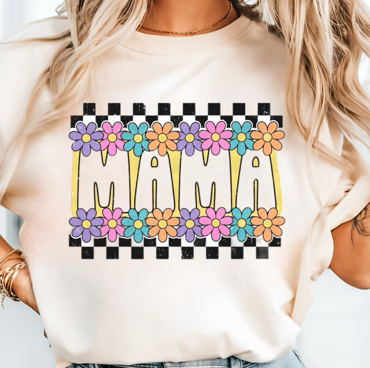 Floral Checkered Mama