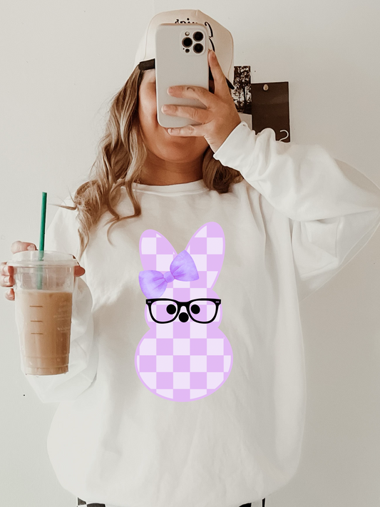 Purple Checkered Bunny Glasses