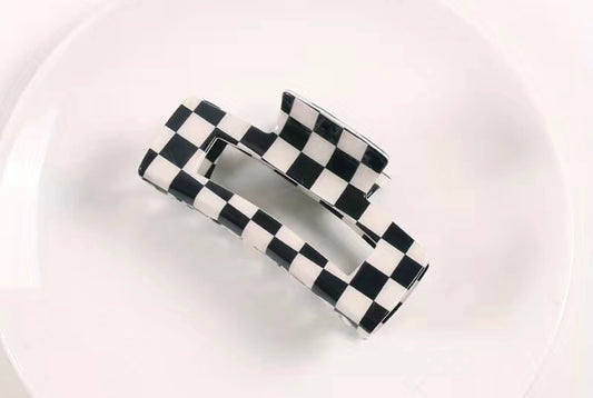 Black & White Checkered Hair Clip