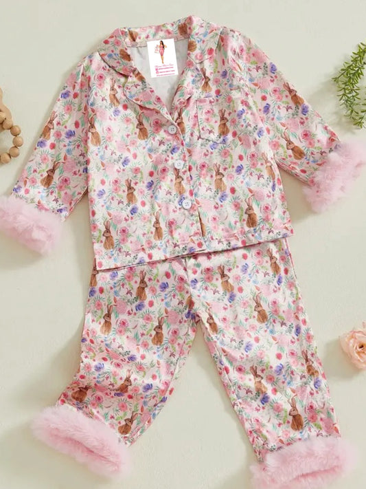 Toddler Girl Fancy Easter Pajamas -Long Sleeve Pink